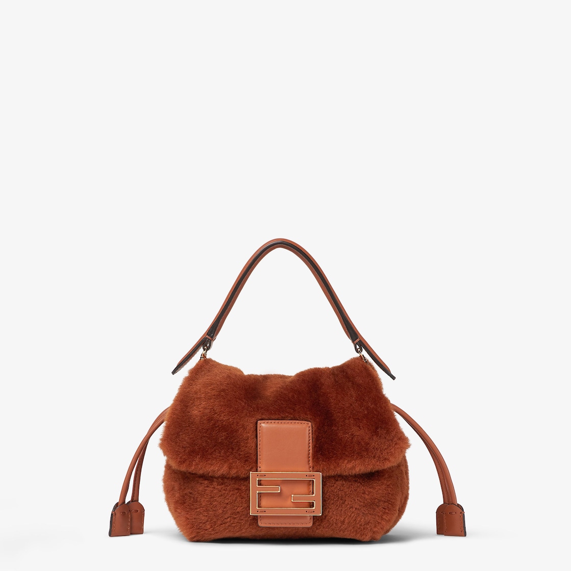 FENDI Mamma Baguette Small Brown shearling mini-bag - Image 1